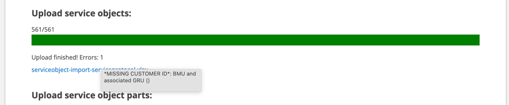 When you receive an error message, hold the mouse pointer over the green line and it will show which entries are incorrect